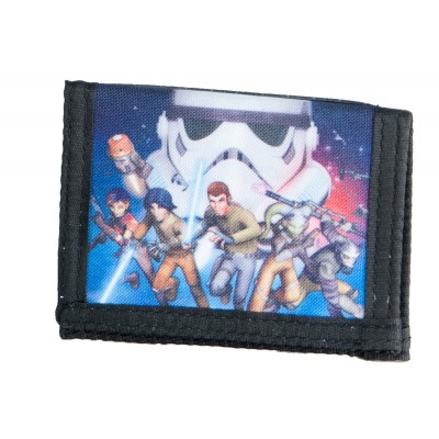 Plånbok med tema Star Wars från Disney. Med bild på framsidan. Olika fack för sedlar, mynt mm.