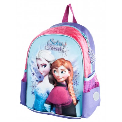 Från filmen Frost kommer denna ryggsäck för barn. Systrarna Frost är i en relief-bild på framsidan av ryggsäcken och utrustad me